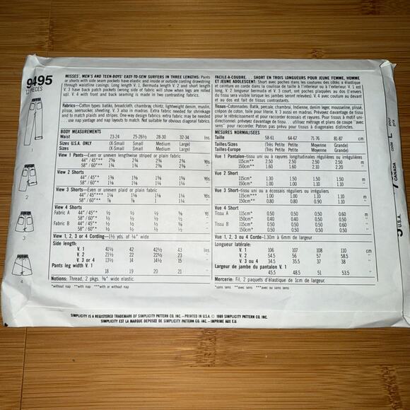 Vintage 1989 Simplicity Womens pattern 9495 Size XS-L uncut - Picture 4 of 6